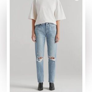 Edwin - Cai High Waist Ripped Straight Leg Jeans- Slayer- 24